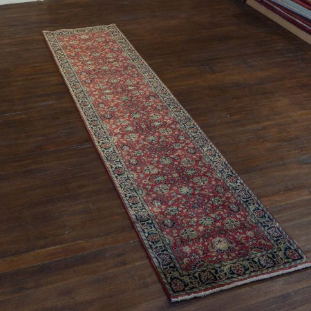 Hand-Knotted Mashad Palace Runner From India