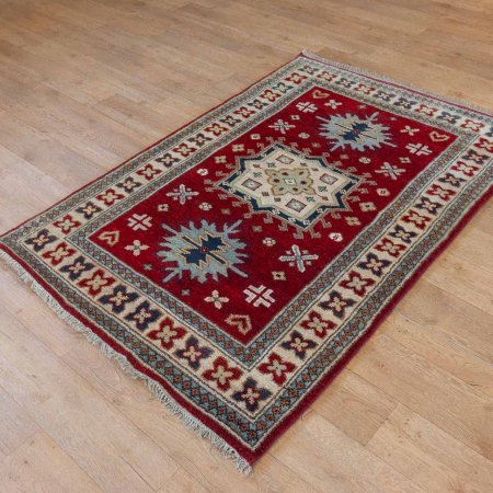 Hand-Knotted Indo Kazak Rug From India