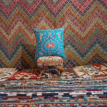 Hand-Made Sozani Silk Embroidered Cushion From Turkey