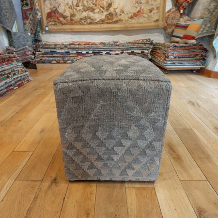 Hand-Made Mazar Stool Kilim Footstool From Afghanistan