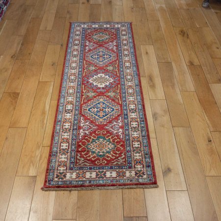 Hand-Knotted Kazak Runner From Afghanistan