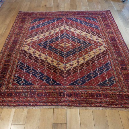 Hand-Knotted Fine Mushwani Rug From Afghanistan