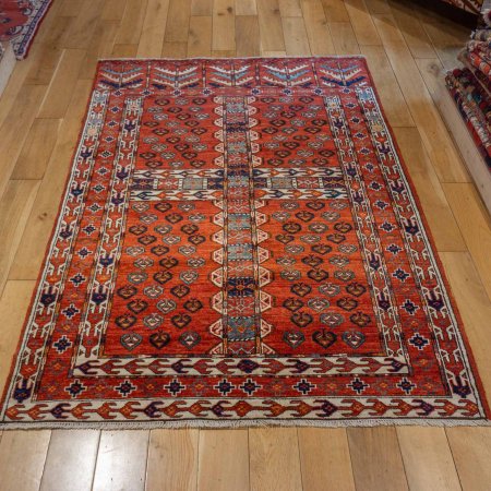 Hand-Knotted Fine Ersari Rug From Afghanistan