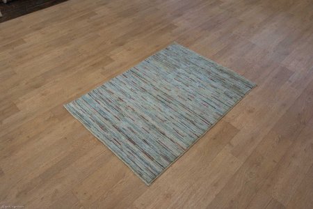 Hand-Knotted Multistripe Rug From India