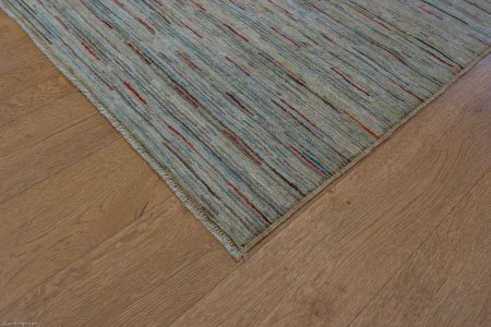 Hand-Knotted Multistripe Rug From India
