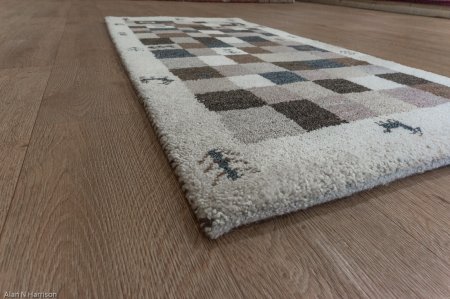 Hand-Knotted Indo Gabbeh Runner From India