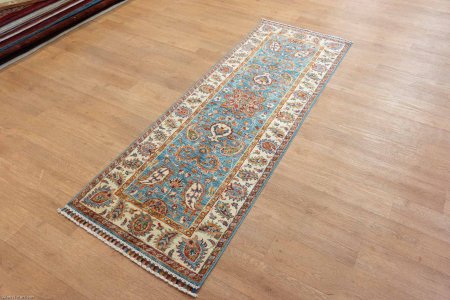 Hand-Knotted Fine Sozani Runner From Afghanistan