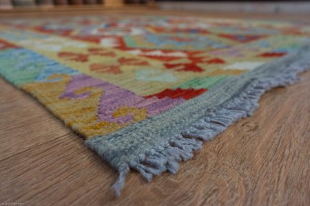 Hand-Knotted Mazar Kilim From Afghanistan