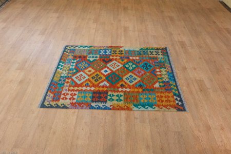 Hand-Knotted Mazar Kilim From Afghanistan