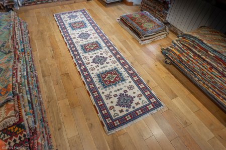 Hand-Knotted Indo Kazak Runner From India