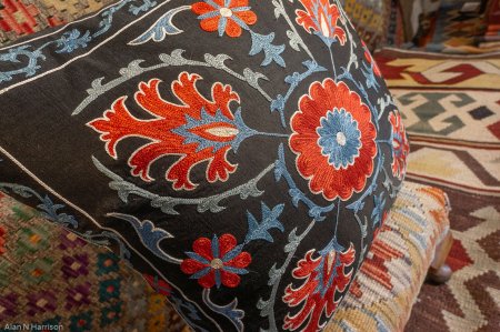 Hand Made Sozani Silk Embroidered Cushion From Turkey
