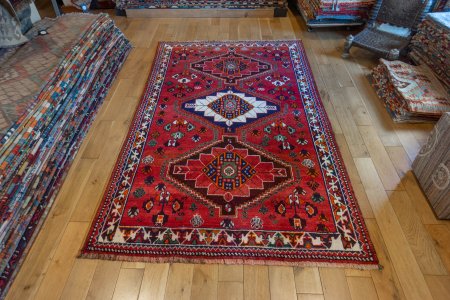 Hand-Knotted Shiraz Rug From Iran (Persian)