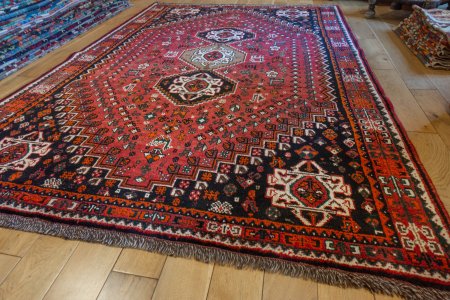 Hand-Knotted Shiraz Rug From Iran (Persian)